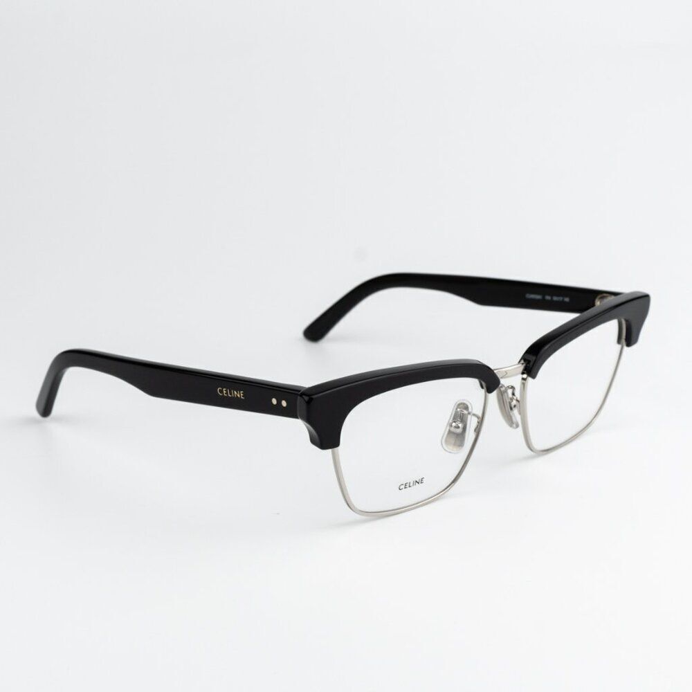 SALE! NEW Celine CL50026U 016 Shiny Palladium Black Women Square Eyeglasses - Picture 1 of 12